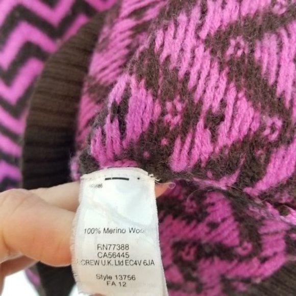 J.Crew Womens L Purple Zigzag Print Crew Neck Shor - Picture 8 of 10